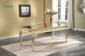 Elegant Mirrored Dining Table in Gold Finish