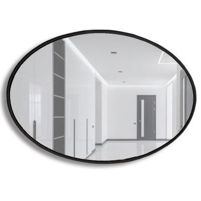 Wide Oval Metal Steel Premium Shatterproof Glass Home Mirror
