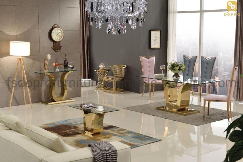 Wholesale Cheap Price Home Furniture Tempered Glass Top Gold Legs Entrance Console Table-X09