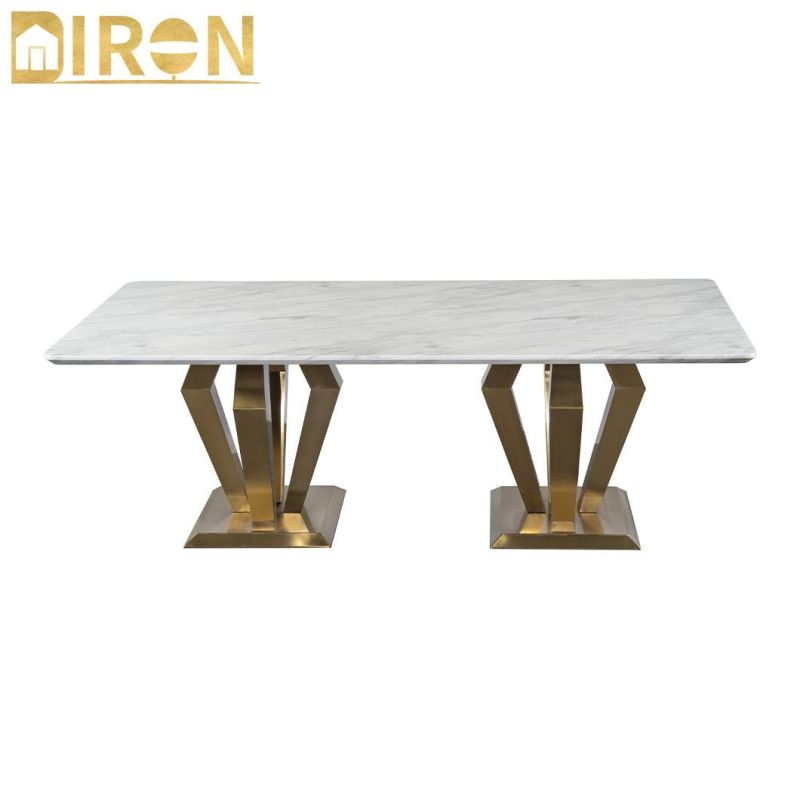 Hotel Furniture Living Room Luxury Design 304 Stainless Steel Base Center Coffee Table with Glass/Marble Top