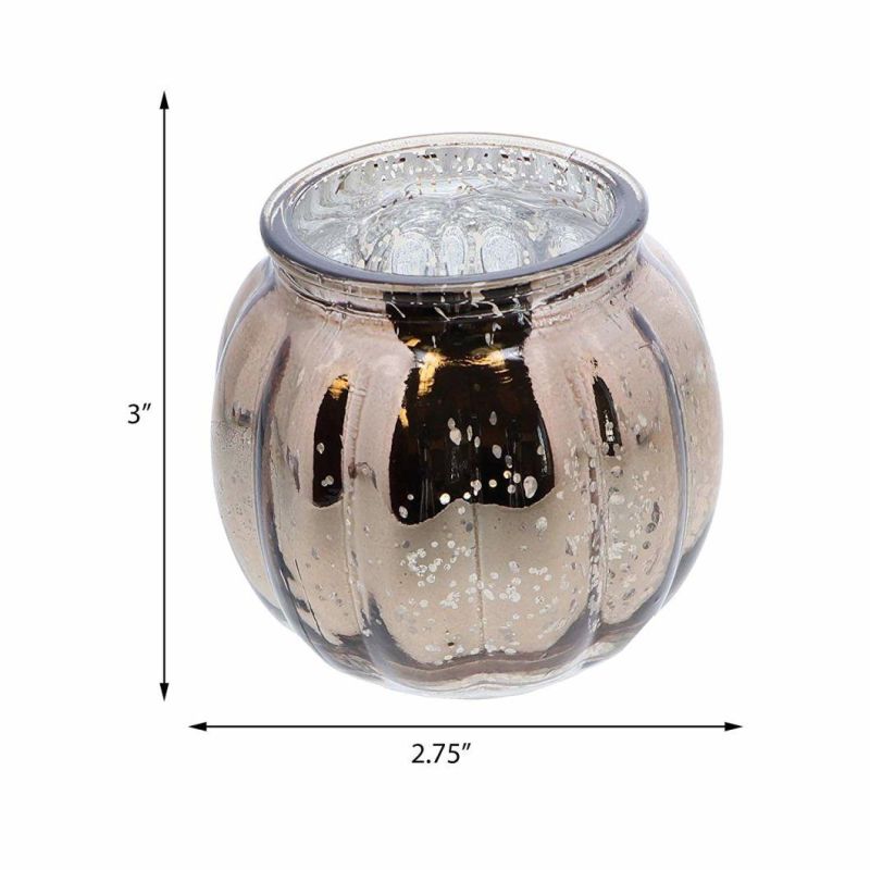 Vss Cheap Electroplated Big Pumpkin Pillar Glass Candle Holder for Home Decoration