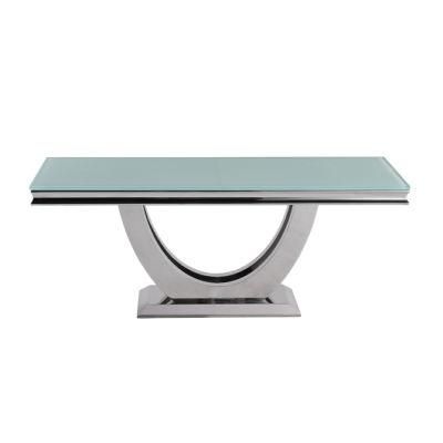 Home Furniture Living Room Coffee Table European Style Stainless Steel Frame Modern Design Coffee Table Glass Dining Table