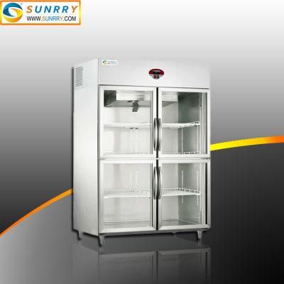 Double Glass Door Supermarket Display Freezer and Refrigerator Cabinet