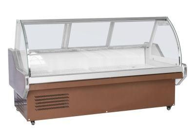 Air Cooling Type Curved Glass Door Deli Meat Showcase Refrigeration Display Cabinet