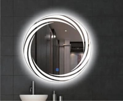 Hair Salon Irregular Glass Wall Mounted Defogger Silver French Luxury LED Bathroom Mirror