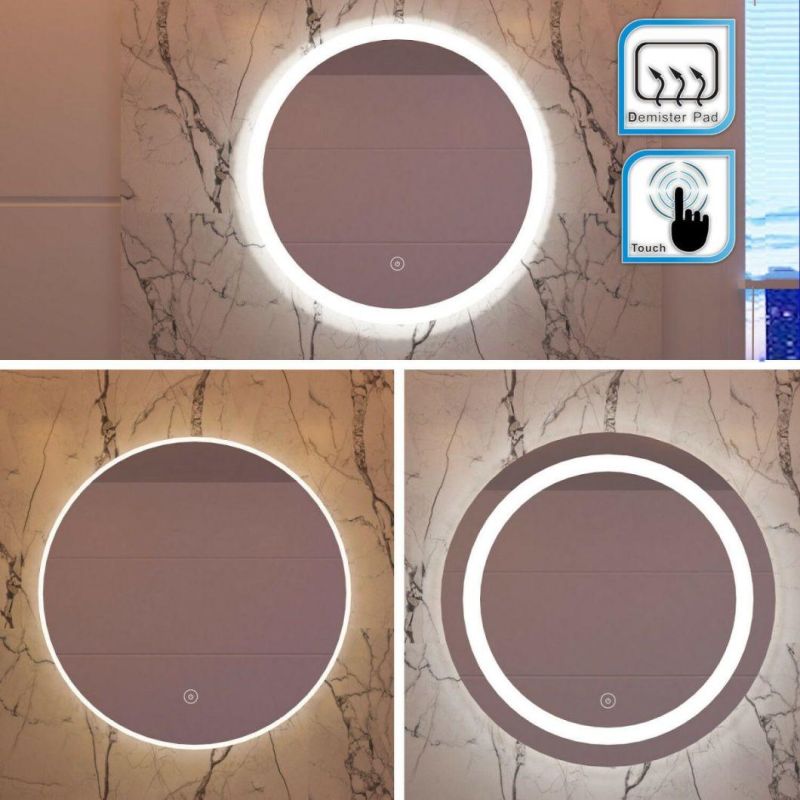 Wholesale Multifunction Round Shape New Design LED Lighted Bathroom Makeup Furniture LED Mirror for Home Decoration