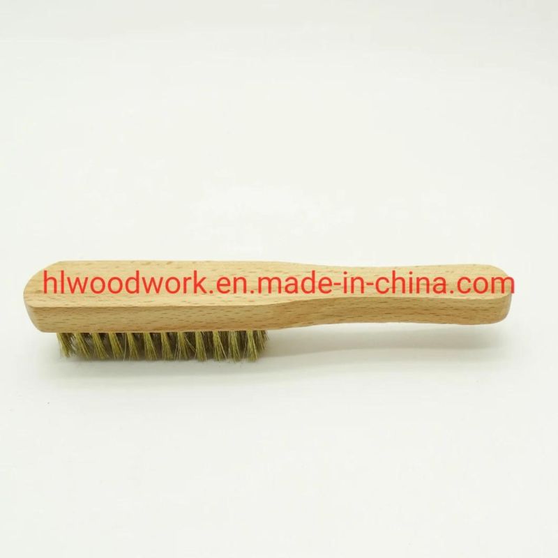 Brass Brush, Brass Wire Brush, Wire Scratch Brush with Raw Birchwood Handle Brush Clean Rust Brush 30cm Length Raw Wooden Handle Copper Wire Machine Brush