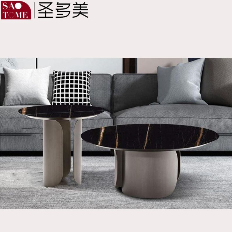 Modern Simple Luxury Leisure Living Room Furniture Slate Round Coffee Table