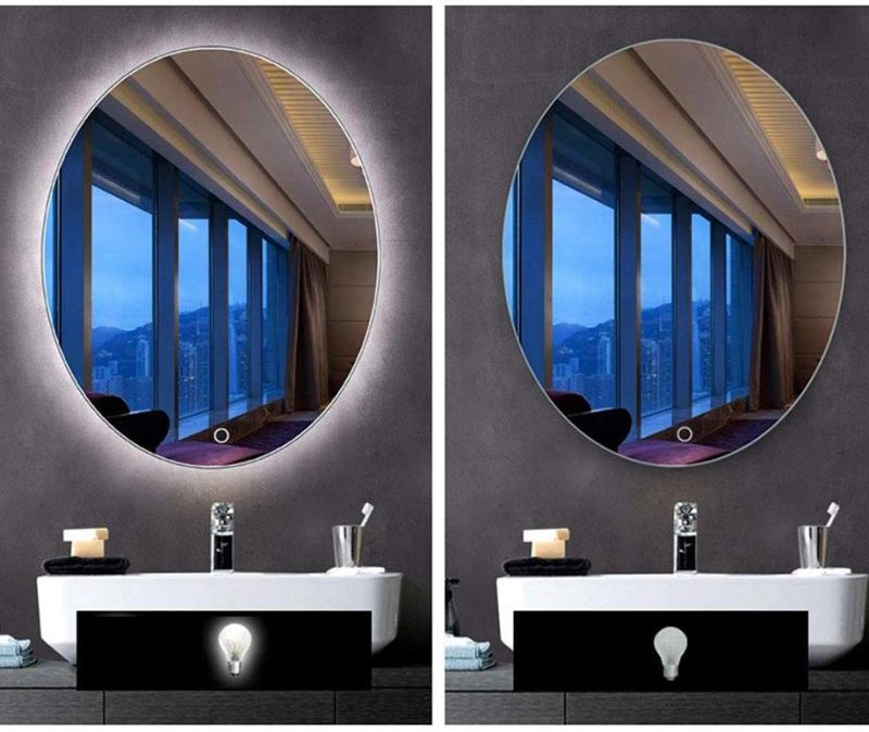 Hot Seller Oval Hotel Washroom Bathroom LED Backlit Light Mirror