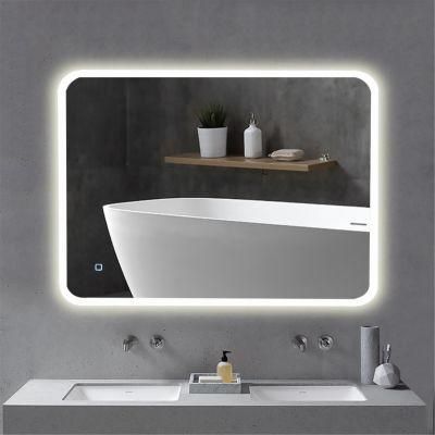 Wall Mounted LED Lighted Bathroom Mirror with Touch Switch in Vertical Horizontal