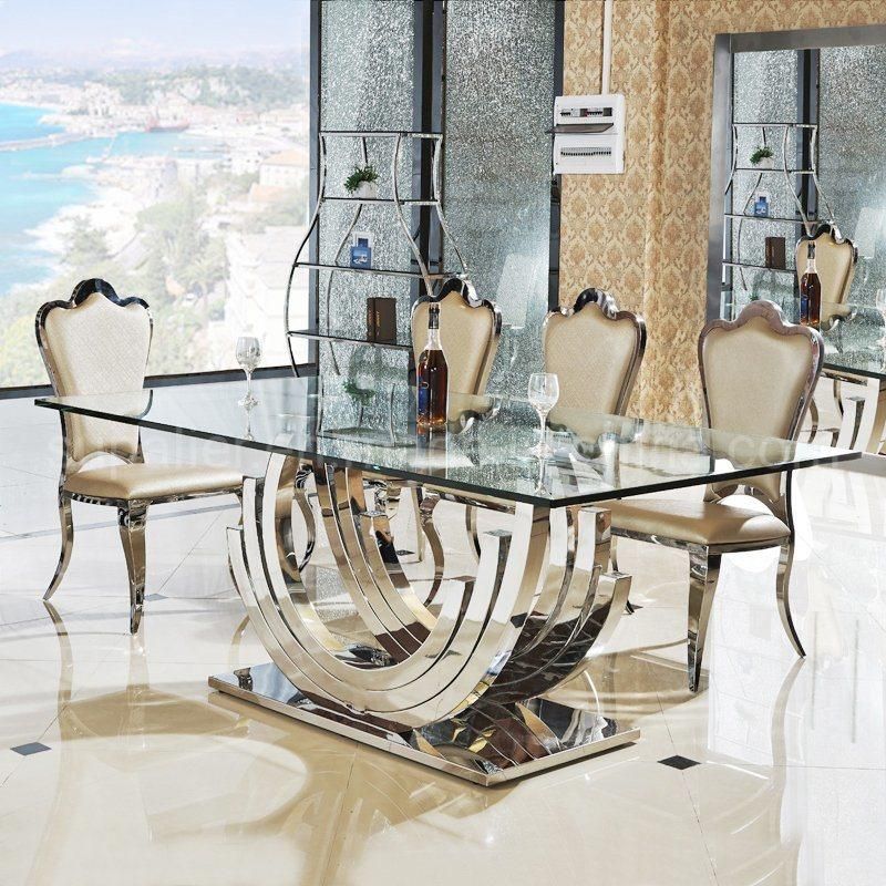 Transparent Glass Dining Tables of Chairs Set Home Restaurant Furniture