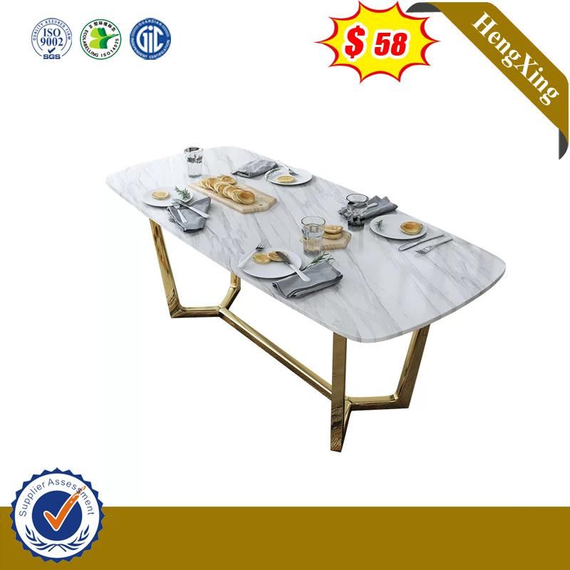 Contemporary Style Wooden Marble Table Top Living Furniture 6-Seater Table Set