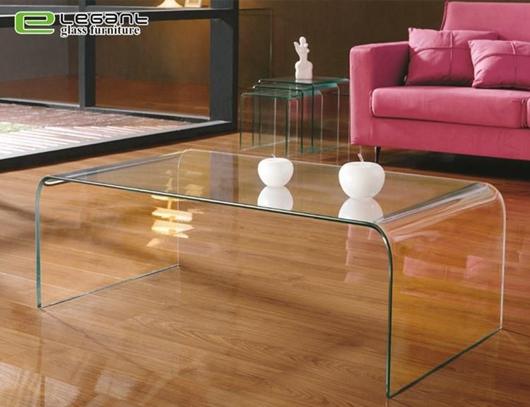 Modern Style Bent Black Not Tempered Glass Center Table