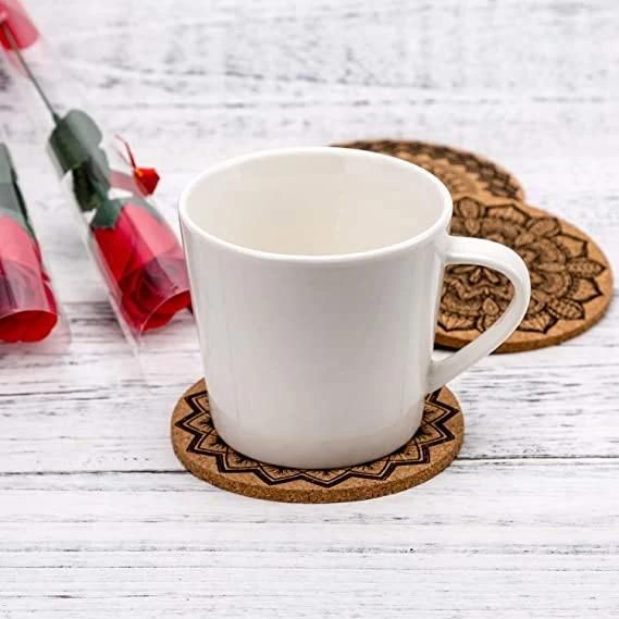 Amazon Set Custom Printed Heat Protection Glass Cup Natural Cork Coaster
