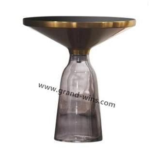 Best Selling Tempered Glass Table Golden Metal Round Coffee Table