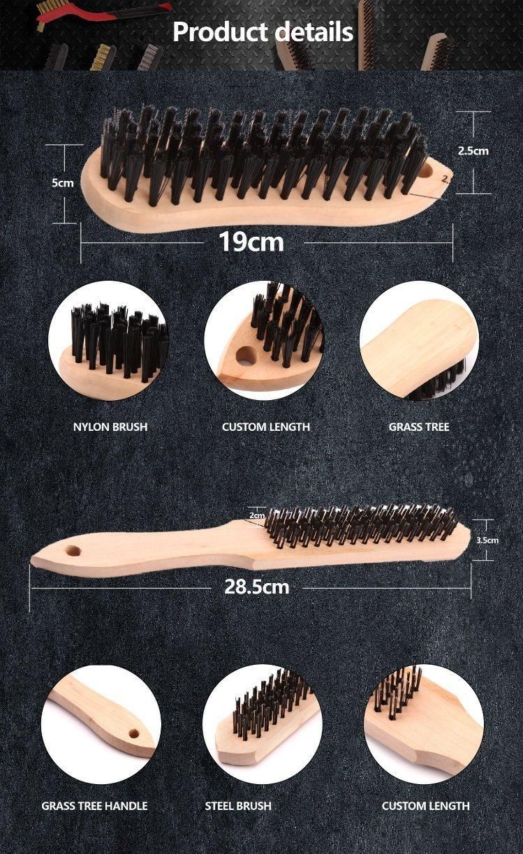 Wire Brush 4*16 European Style Heavy Light Household Cleaning Copper Wire Brush Wooden Handle
