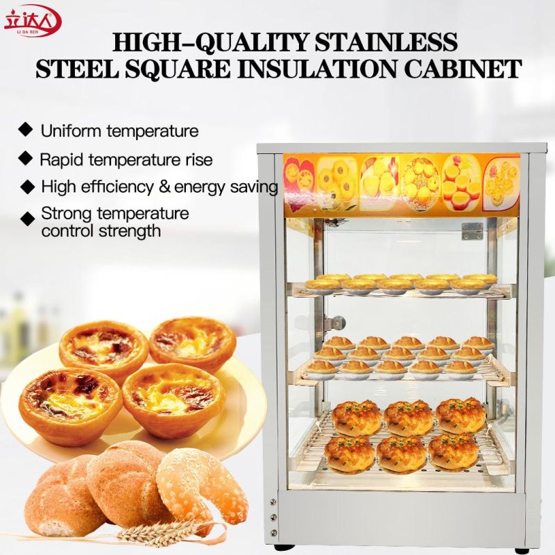 Cooking Machines Automatic Industrial Heating Panel Glass Food Pastry Display Warmer Showcase