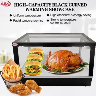Restaurant Kitchen Equipment Counter Food Display Warmer Glass Cake Showcase Curved Warming Cabinet