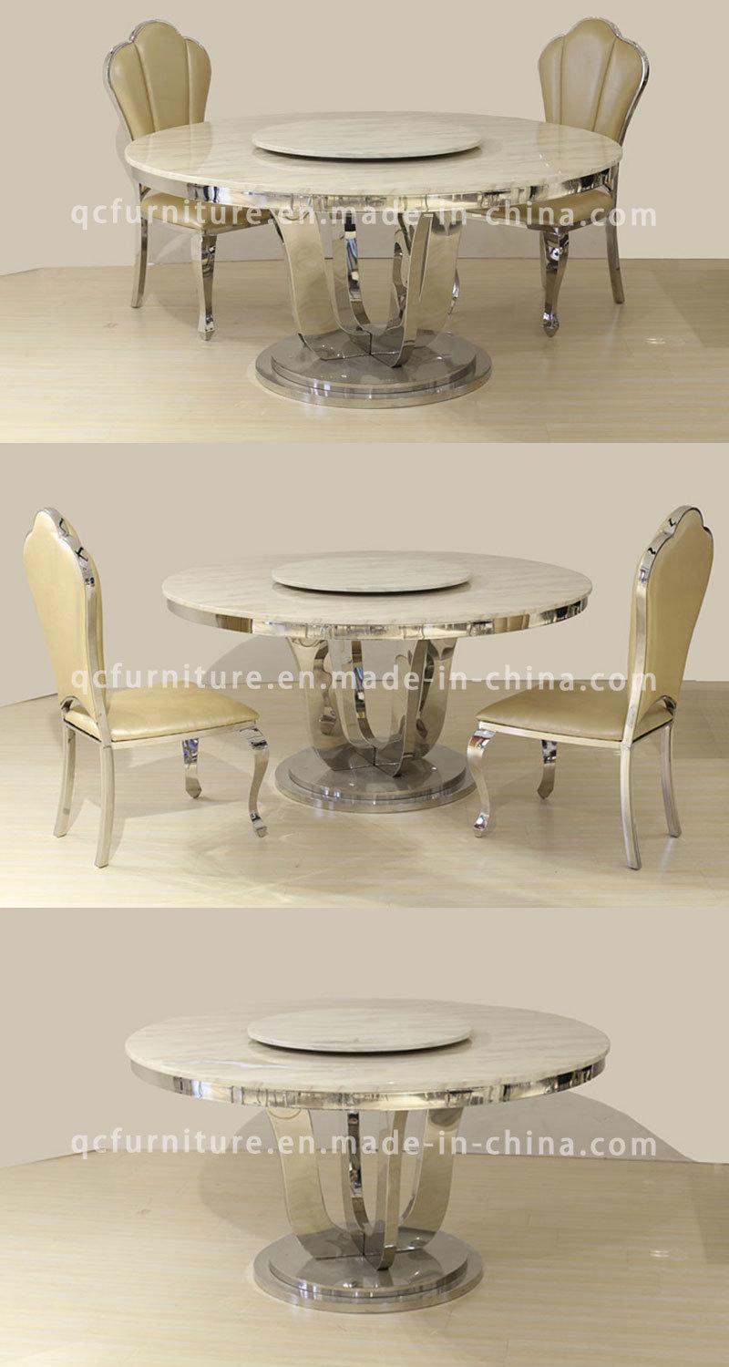 Round Marble Stainless Steel Legs Dining Room Banquet Table