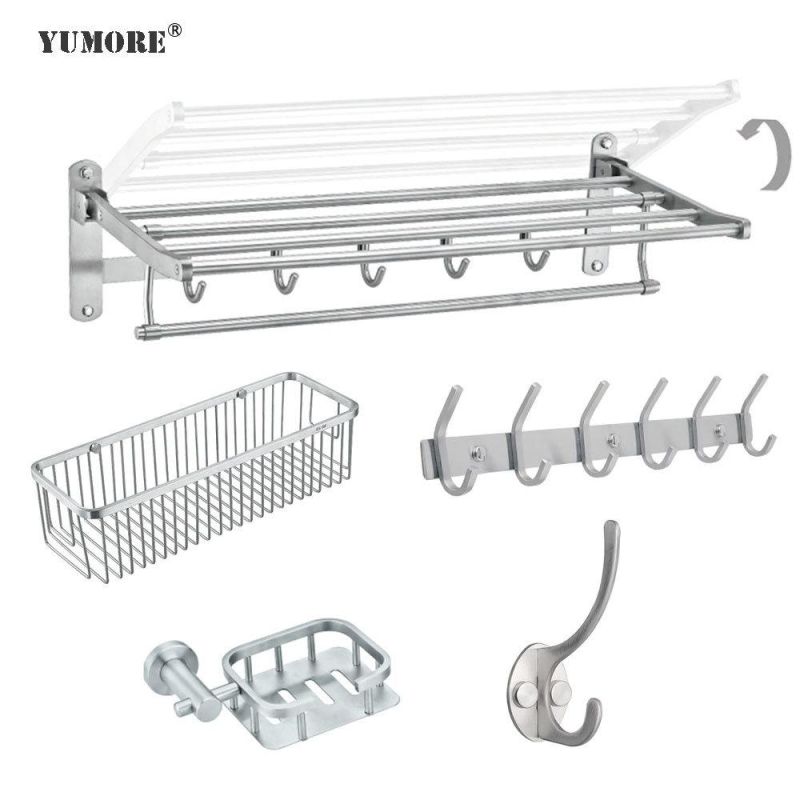 China Manufacture Bathroom Accessories Stainless Steel Adjustable Shower Tension Pole Wall Shelf