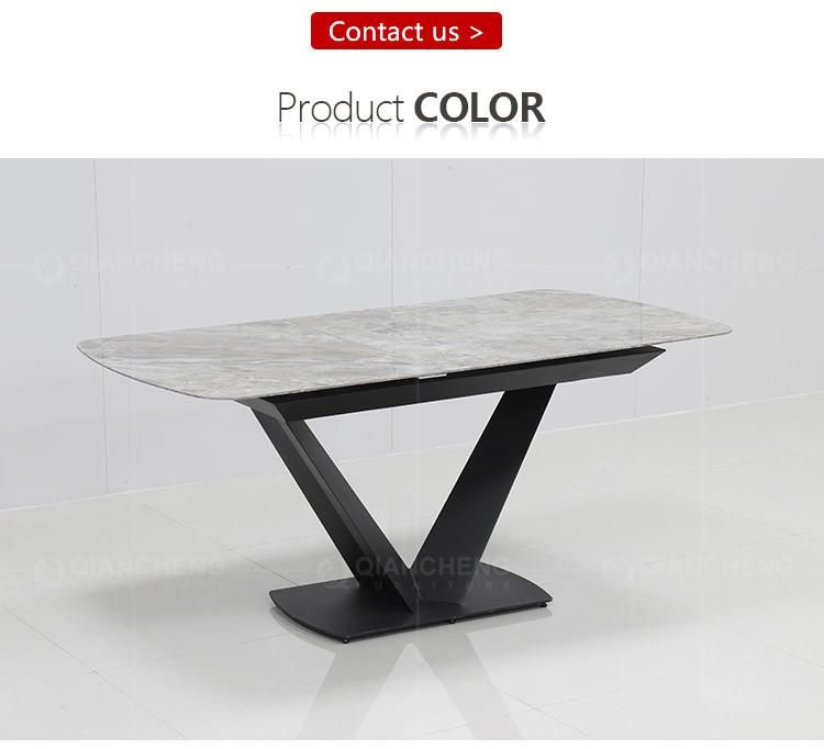 Italian Modern Folding Extendable Furniture Dining Table Sets Luxury 6 Chairs Sintered Stone Ceramic Marble Dining Table Set