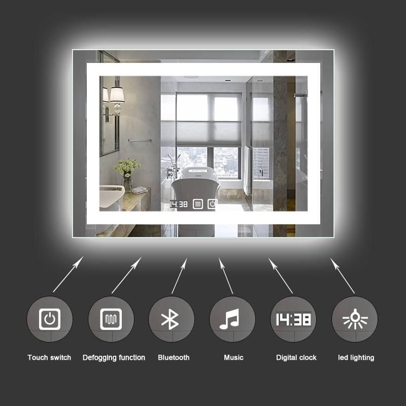 5mm Clear Mirror Hotel Dining Room Bathroom Backlit LED Mirror