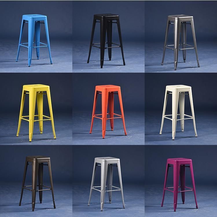 Wholesale Stackable Cafe Bistro Metal Seat Restaurant Vintage Design Industrial Metal Dining Chair for Bar