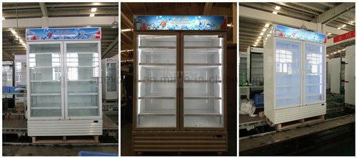 Upright Glass 2 Doors Beverage Refrigerated Display Showcase