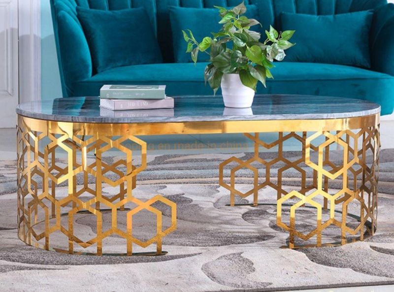 Modern Plain Glass Top Chanel Base Dining Coffee Table Gold Stainless Steel Round Table
