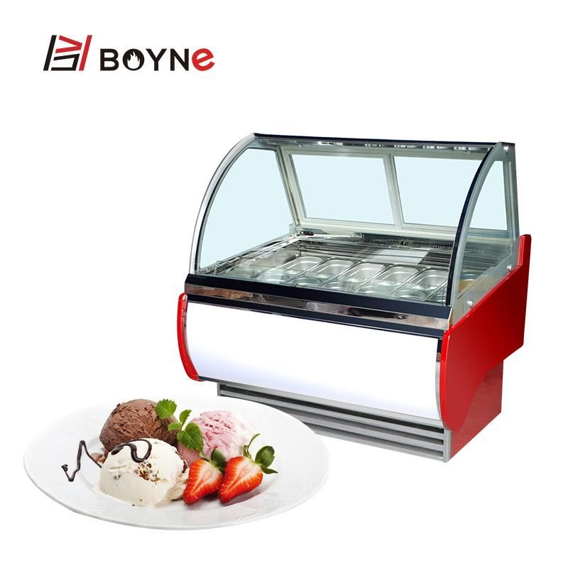 Commercial Bakery Shop Fan Cooling Ice Cream Freezer Showcase