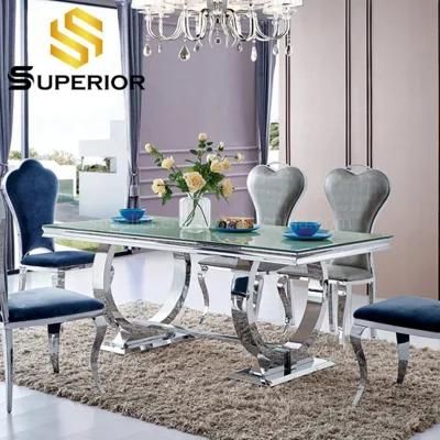 New Arrival Cheap Dining Room Furniture Tempered Glass Dining Table