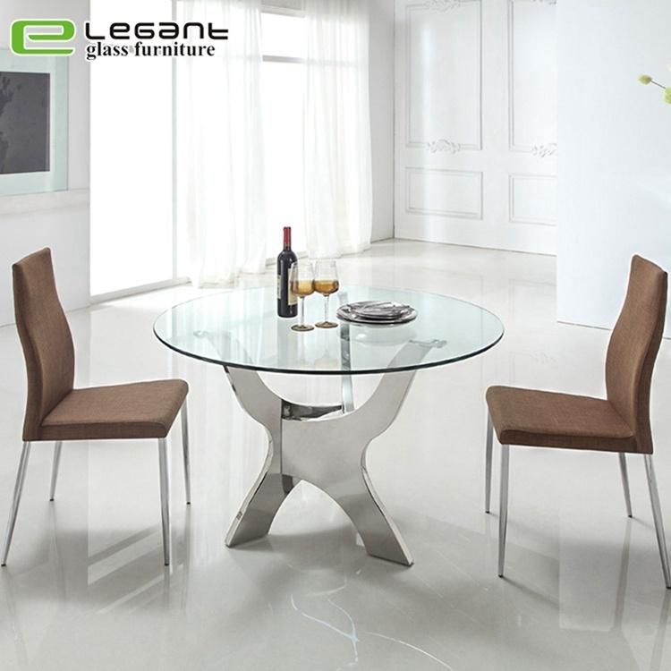 Modern Glass Dining Table with Stone Powder Finish and Black Legs