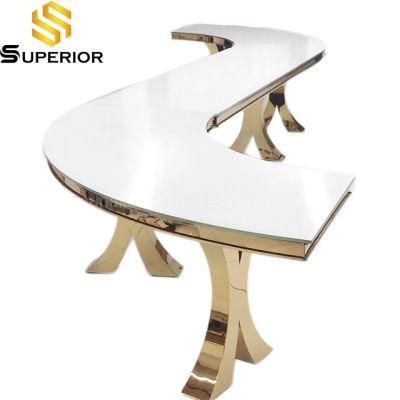 China Wholesale Banquet Hall S Shape Gold Wedding Table