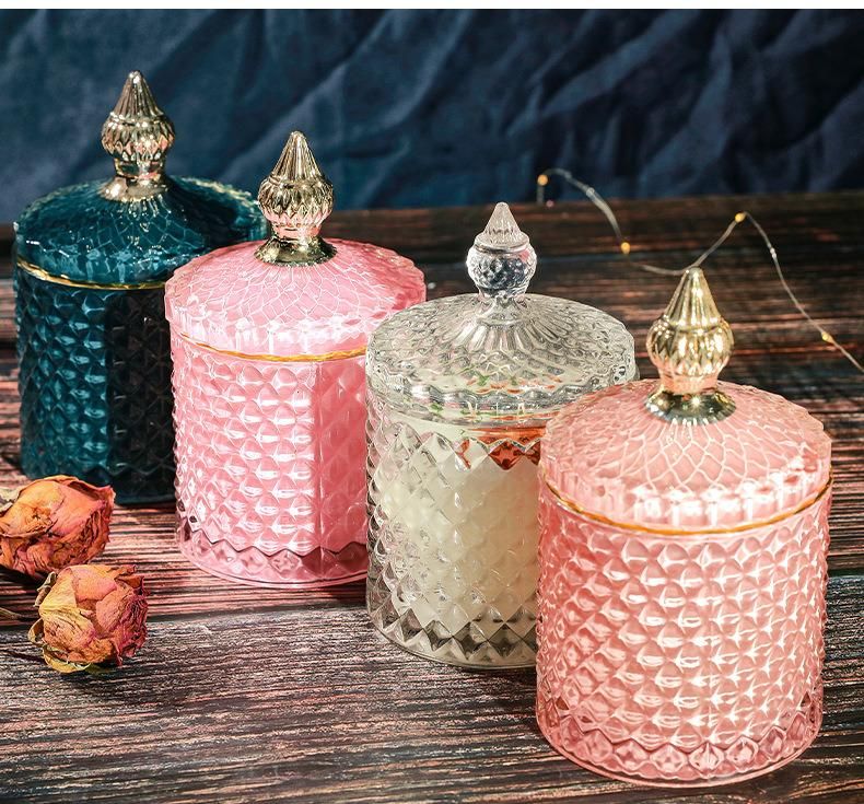 Luxury Aromatherapy Candle Scented Soy Wax Scented Glass Candle Gift Pink Green White Golden Glass Candle Jar Candle Holder