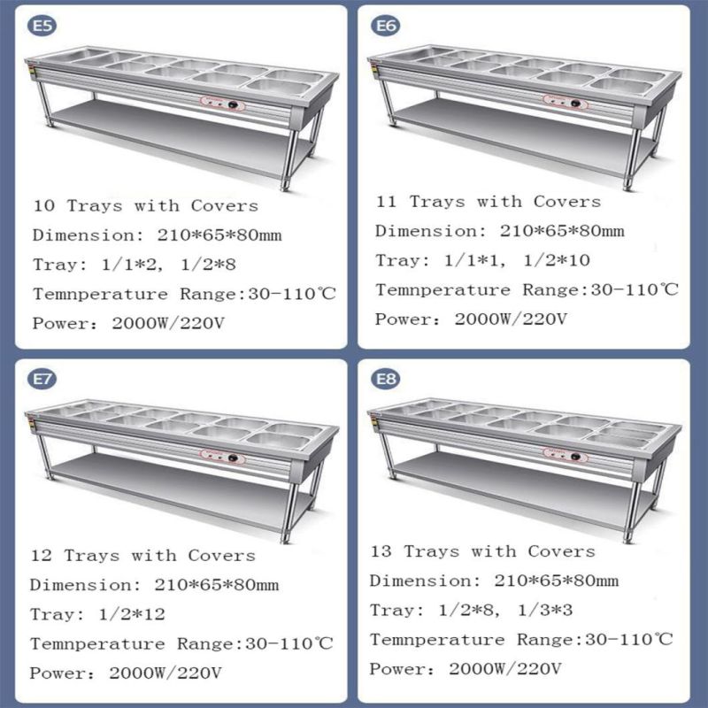 Buffet Bain Marie Cabinet Electric Food Warmer Display Showcase with Glass Top