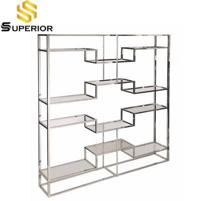 Decorative Gold Metal Frame Wine Shelf Hotel Display Stand