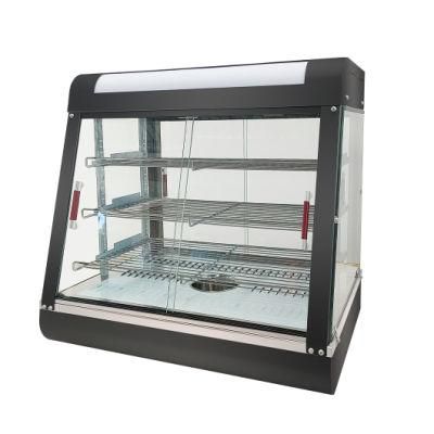 Restaurant Curved Glass Food Warming Display Showcase for Hot Food Cabinet with Temperature Control