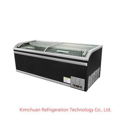 Commercial Deep Freezer Cabinet Large Capacity Frozen Storage Island Freezer for Supermarket with CE