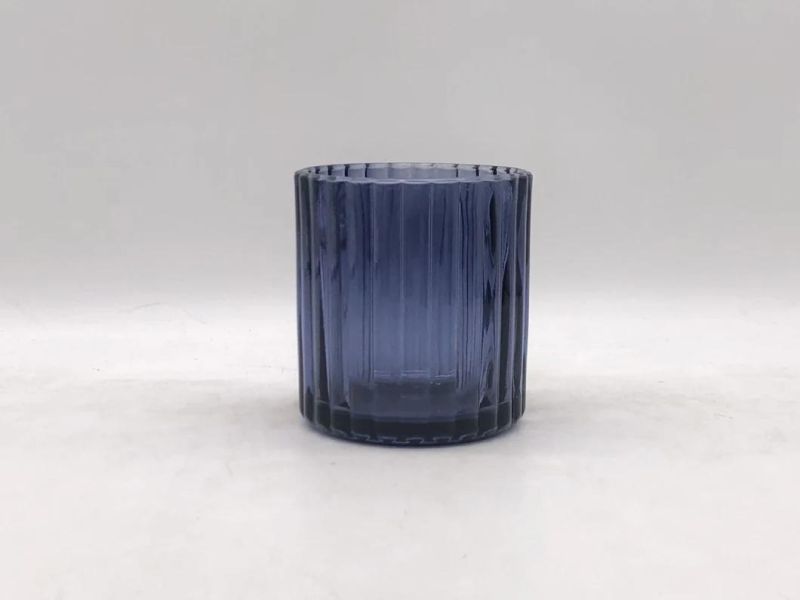 Colorful Vertical Stripes Glass Candle Holder for Decoration