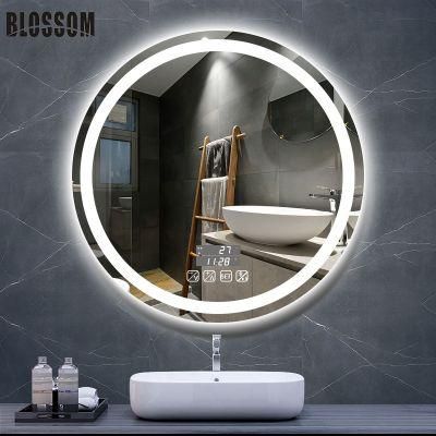 Home Decor Silver Round Bathroom LED Wall Mirror with Lights