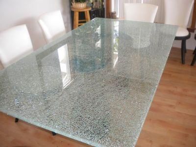 Toughened Ice Cracked Glass Table Top with AS/NZS2208: 1996, BS6206, En12150 Certificate