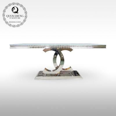Foshan Modern Silver Metal Base Marble Console Table for Living Room