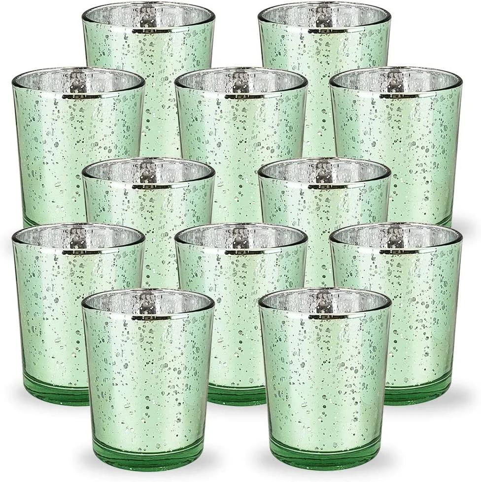 Home Decoration Gift Glassware Mosaic Glass Candle Holder Glass Candle Jars Loaded with Wax or Without Wax