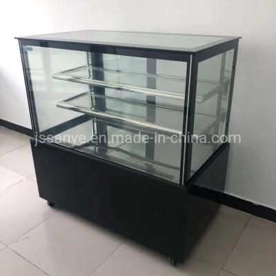 Curved Glass Stainless Steel Cake Display Fridge Showcase