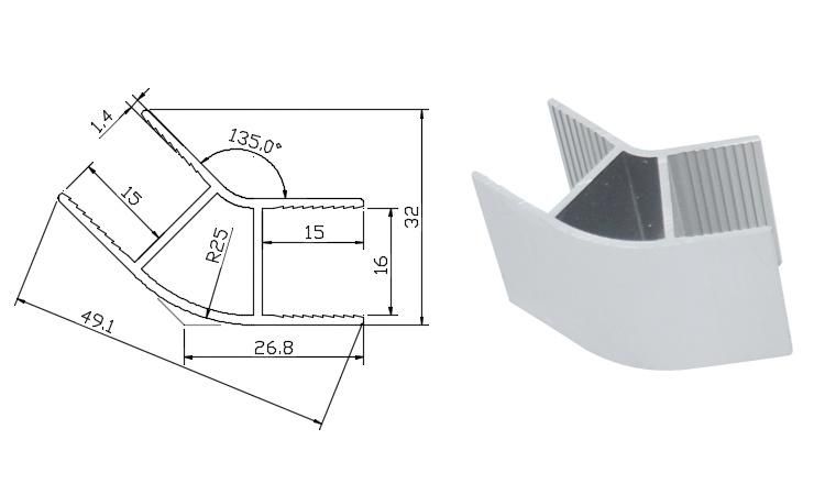 Caravan Motorhome Accessories Wrap Angle Wall Cabinet Corner Slot Width 15mm Surface Oxidation RV Furniture Aluminum Extrusion Profile