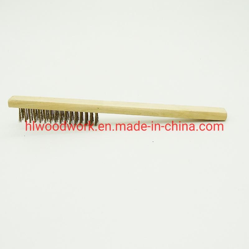 Brass Brush, Soft Brass Bristle Wire Brush, Wire Scratch Brush with Birchwood Handle Cleaning Rust Clean Metal