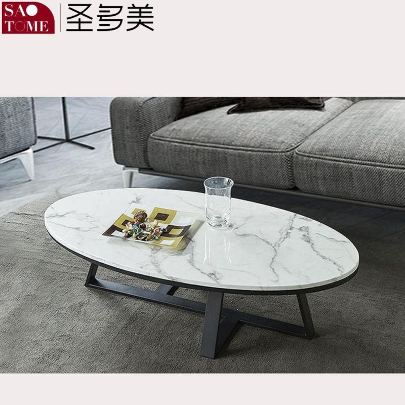 Modern Light Luxury Living Room Furniture Rectangular R Angle Craft Slate / Marble Coffee Table