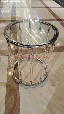 Luxury Round Coffee Table Sets Living Room Stainless Steel Furniture Marble Glass Side Table