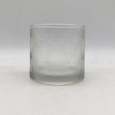 Clear Glass Candle Holder with Customized Frosted or Shiny Spray Color