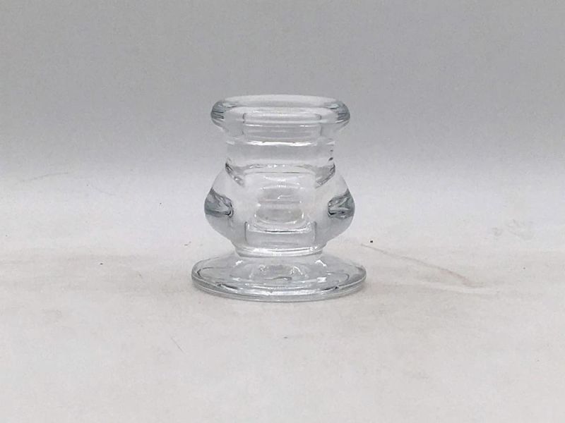 Thick Heavy Clear Glass Tealight Holder Candlestick